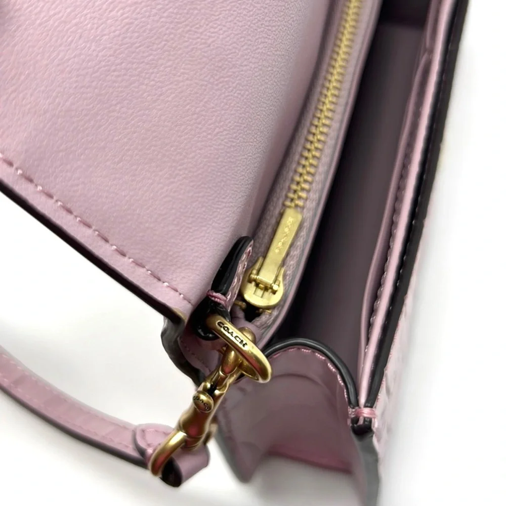 Coach Lilac Croc-Embossed Leather Crossbody Bag